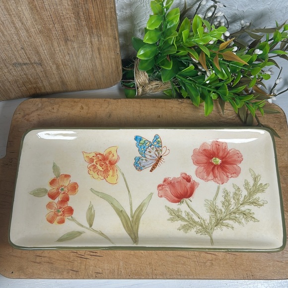 Butterfly Garden Mug Tray Set Stoneware Plate Large Mug Luncheon/Meal Set - Picture 4 of 15